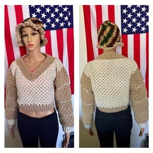 Crop Top sweater & hat set NWOT